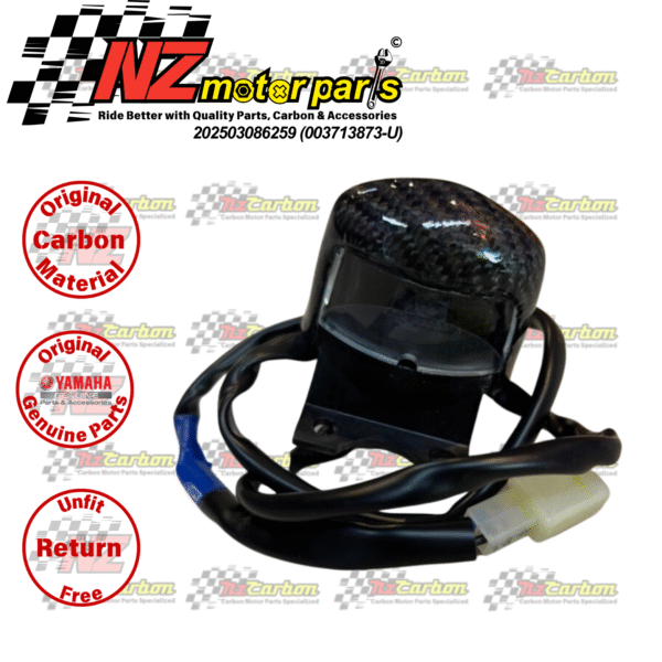 Preorder Carbon License Plate Light Cover for Yamaha XMAX V1 & V2 – XV1-003-PO Black Twill and F1 Carbon