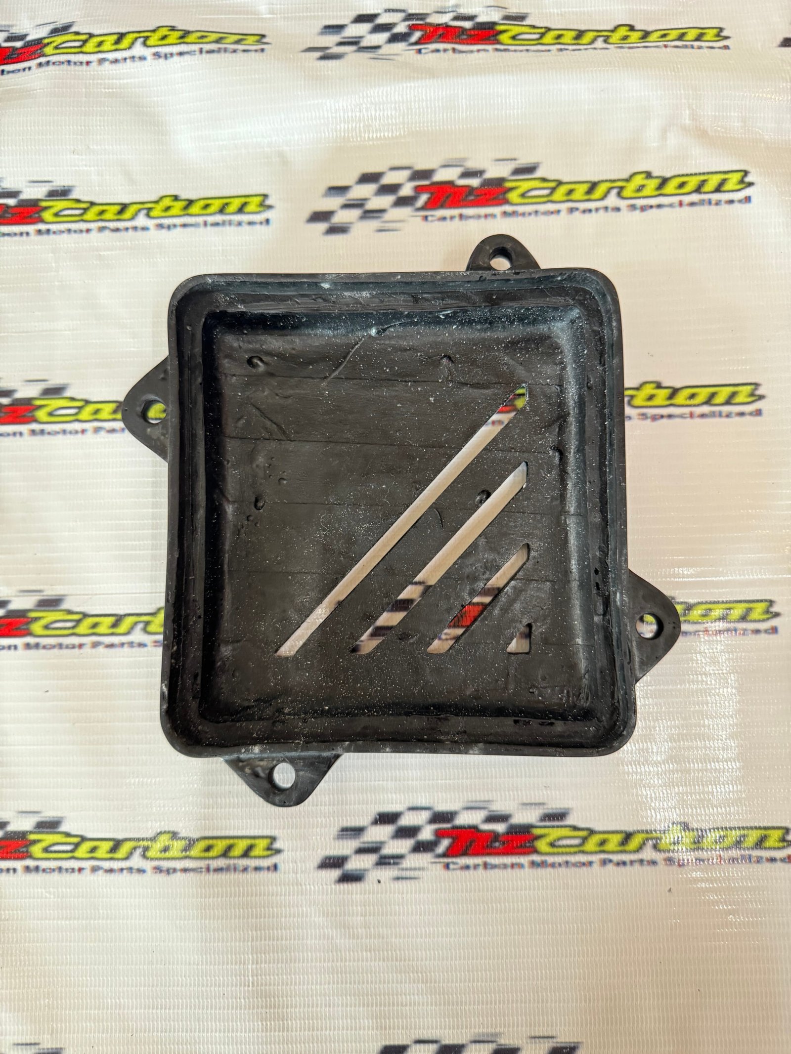 Engine Clutch Cover in Black Twill Carbon for Yamaha XMAX V1, V2 & V3, displayed on a branded NZ Motor Parts background, showing the carbon fiber weave and glossy finish.