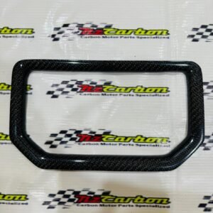 Black Twill Carbon Speed Meter Cover for Yamaha XMAX V3 displayed on an NZ Motor Parts backdrop, showing the carbon weave texture and smooth glossy finish.